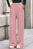 Solid Color High Elasticity Waist Straight Leg Pants