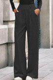 Solid Color High Elasticity Waist Straight Leg Pants