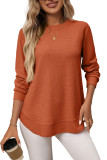 Waffle Casual Versatile Knitted Long Sleeved T-Shirt