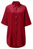 Satin Solid Color Lapel Cardigan Nightgown