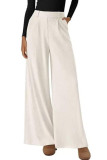 Solid Color High Elasticity Waist Straight Leg Pants
