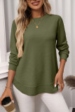 Waffle Casual Versatile Knitted Long Sleeved T-Shirt