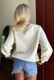 Round Neck Bow Printed Long Sleeved Sweatshirt