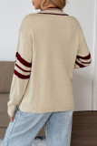 Loose Long Sleeved Striped V-Neck Sweater