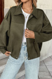 Retro Solid Color Lapel Zipper Cardigan Jacket