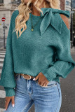 Shoulderless Bow Lantern Long Sleeved Sweater