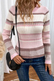 Contrast Striped Round Neck Long Sleeved Shirt