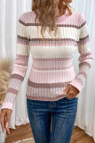 Contrast Striped Round Neck Long Sleeved Shirt