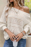 Hook Flower Hollow Knitted Bat Long Sleeved Sweater