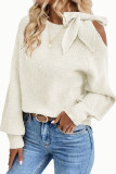 Shoulderless Bow Lantern Long Sleeved Sweater
