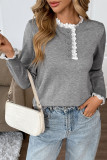Retro Round Neck Loose Lace Long Sleeved Sweater