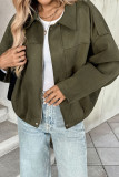 Retro Solid Color Lapel Zipper Cardigan Jacket