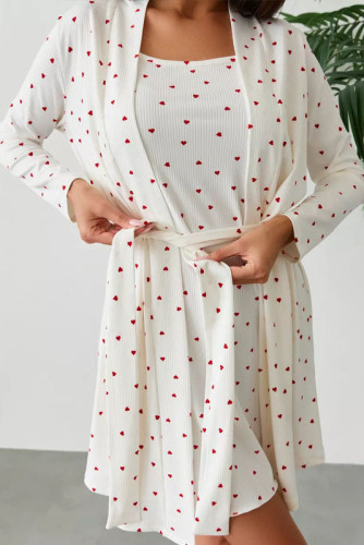 Love Printed Long Sleeved Pajamas Two-Piece Set