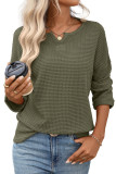 Waffle Knit Striped Long Sleeved T-Shirt