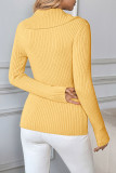Pearl Decoration Solid Color Asymmetrical V-Neck Sweater