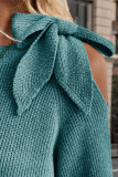 Shoulderless Bow Lantern Long Sleeved Sweater