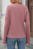 Waffle Knit Striped Long Sleeved T-Shirt