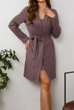 Solid Color Camisole Skirt Long Sleeved Nightgown Two-Piece Set