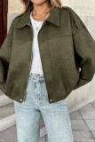 Retro Solid Color Lapel Zipper Cardigan Jacket