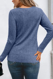 Round Neck Loose Hollow Out Long Sleeved T-Shirt