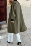 Solid Color Lapel Long Sleeved Cardigan Windbreaker