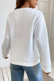 Solid Color Texture Loose Round Neck Long Sleeve Hoodie