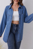 Pocket Loose Long Sleeved Cardigan Denim Shirt