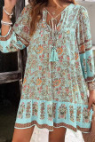 Bohemian V-Neck Long Sleeved Printed Dress