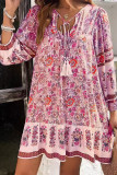 Bohemian V-Neck Long Sleeved Printed Dress