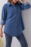Pocket Loose Long Sleeved Cardigan Denim Shirt