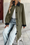 Solid Color Lapel Long Sleeved Cardigan Windbreaker