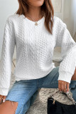 Solid Color Texture Loose Round Neck Long Sleeve Hoodie