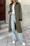 Solid Color Lapel Long Sleeved Cardigan Windbreaker