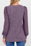 Solid Color V-Neck Lace Long Sleeved T-Shirt