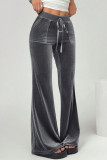 Velvet Drape Solid Color High Elastic Waist Flared Pants