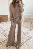 Solid Color Bat Long Sleeved Shirt Pants Two-Piece Set