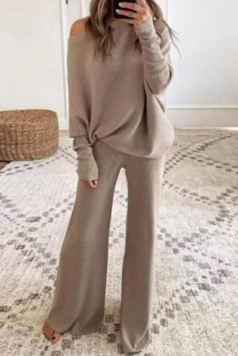 Solid Color Bat Long Sleeved Shirt Pants Two-Piece Set
