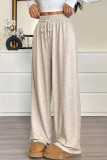Solid Color High Elastic Waist Wide Leg Pants