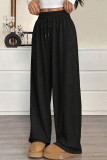 Solid Color High Elastic Waist Wide Leg Pants