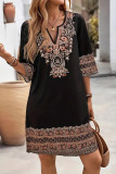 Ethnic Style Printed Seven Quarter Sleeve Dress