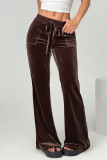 Velvet Drape Solid Color High Elastic Waist Flared Pants