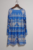 Vintage Ethnic Style Printed Long Sleeved Dress
