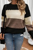 Round Neck Long Sleeved Loose Knit Sweater