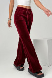 Velvet Drape Solid Color High Elastic Waist Flared Pants