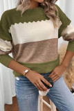 Round Neck Long Sleeved Loose Knit Sweater