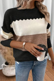 Round Neck Long Sleeved Loose Knit Sweater