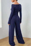 Solid Color Long Sleeved Shirt Pants Two-Piece Set