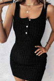 Solid Color Sleeveless Dress Cardigan Jacket Two-Piece Set
