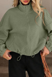 High Neck Long Sleeved Zipper Cardigan Pocket Jacket