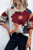 Jacquard Round Neck Long Sleeved Knitted Sweater